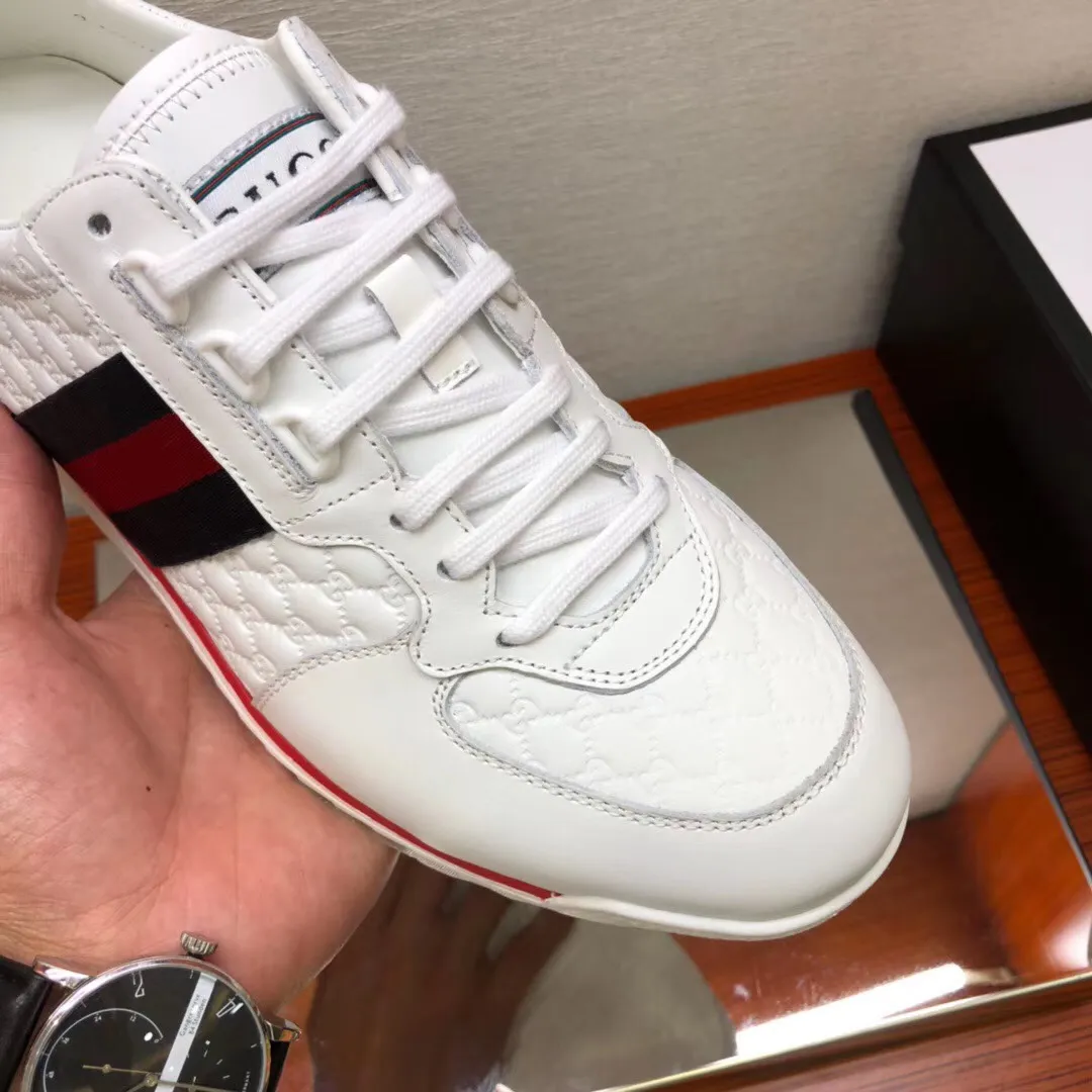Men's men's shoes 💰440 [New style] 🎍🎍Gucci - the same model as the classic Gucci popular casual shoes counter, size: 38-45 imported cowhide upper ➕ imported cotton sheepskin, high-density latex pad for the feet, rubber outsole, best-selling hot 🔥